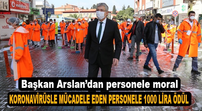 Edremit Belediyesi'nde salgınla mücadele eden personele 1000 TL moral primi