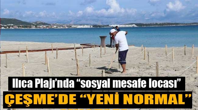 Ilıca Plajı'nda "sosyal mesafe locası"