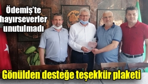 Gönülden desteğe teşekkür plaketi