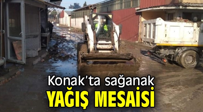 Konak Belediyesi yağış mesaisinde