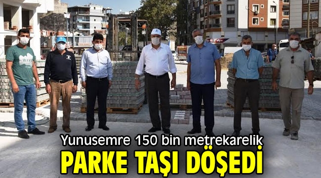 Yunusemre 150 bin metrekarelik parke taşı döşedi