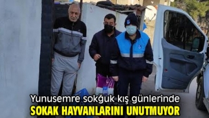 Yunusemre sokğuk kış günlerinde sokak hayvanlarını unutmuyor