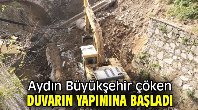 Aydın Büyükşehir çöken duvarın yapımına başladı