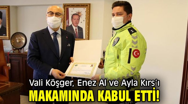 Vali Köşger, Enez Al ve Ayla Kırs'ı makamında kabul etti!