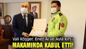 Vali Köşger, Enez Al ve Ayla Kırs'ı makamında kabul etti!