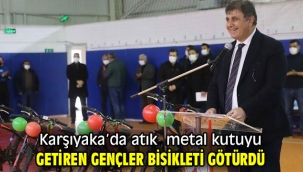 Karşıyaka'da atık metal kutuyu getiren gençler bisikleti götürdü