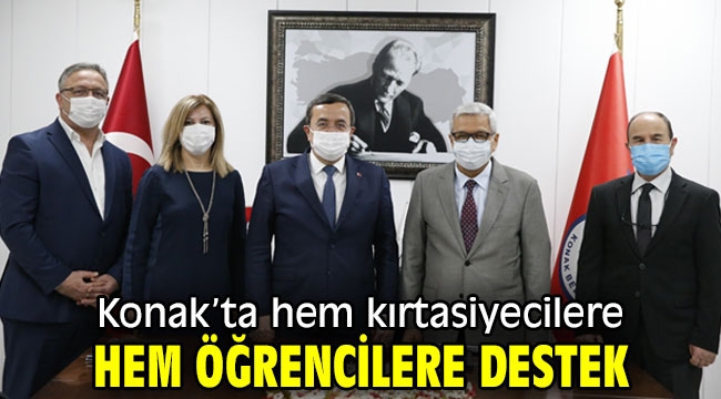 Konak'ta hem kırtasiyecilere hem öğrencilere destek