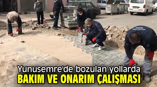 Yunusemre'de bozulan yollarda bakım ve onarım çalışması