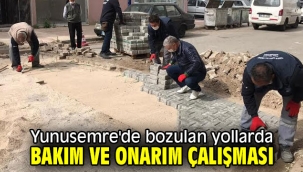 Yunusemre'de bozulan yollarda bakım ve onarım çalışması
