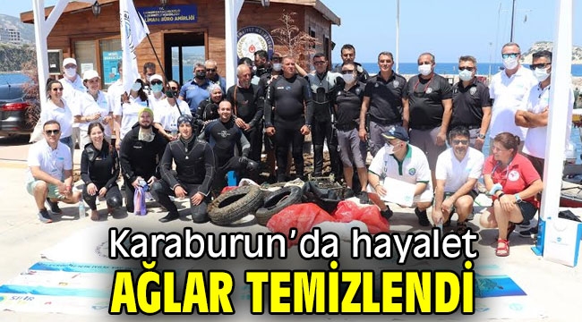 Karaburun'da hayalet ağlar temizlendi 