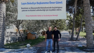 Aydın ve Kuşadası Büyükşehir'den pankartlı teşekkür