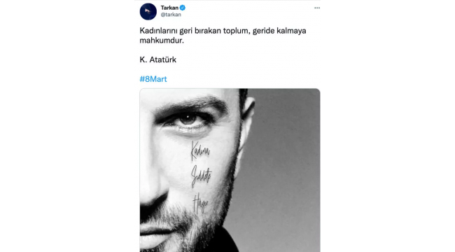 Tarkan'dan 8 Mart mesajı! Atatürk'ün o sözlerini hatırlattı 