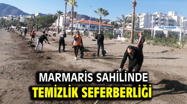 Marmaris sahilinde temizlik seferberliği