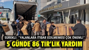 5 günde 86 TIR'lık yardım…