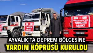 Ayvalık'ta deprem bölgesine yardım köprüsü kuruldu