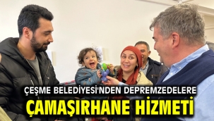 Çeşme Belediyesi'nden depremzedelere çamaşırhane hizmeti