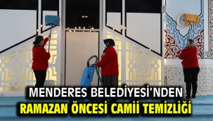 Menderes Belediyesi'nden Ramazan öncesi camii temizliği