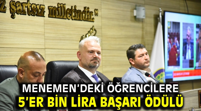 MENEMEN'DEKİ ÖĞRENCİLERE 5'ER BİN LİRA BAŞARI ÖDÜLÜ