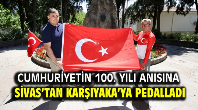 Cumhuriyetin 100. yılı anısına Sivas'tan Karşıyaka'ya pedalladı