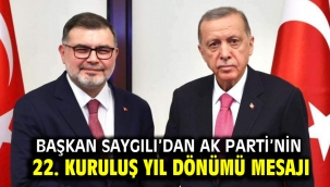 Başkan Saygılı'dan AK Parti'nin 22. kuruluş yıl dönümü mesajı