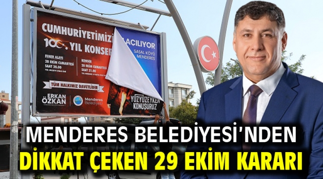 Menderes Belediyesi'nden Dikkat Çeken 29 Ekim Kararı