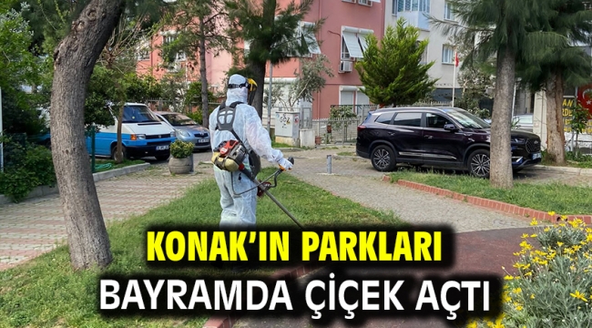 Konak'ın parkları bayramda çiçek açtı