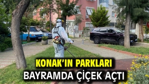 Konak'ın parkları bayramda çiçek açtı
