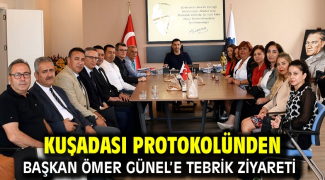 Kuşadası Protokolünden Başkan Ömer Günel'e Tebrik Ziyareti