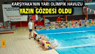 Karşıyaka'nın yarı olimpik havuzu yazın gözdesi oldu