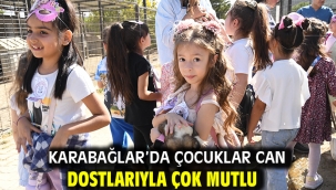 Karabağlar'da çocuklar can dostlarıyla çok mutlu
