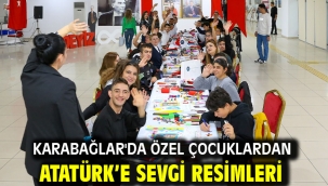Karabağlar'da özel çocuklardan Atatürk'e sevgi resimleri