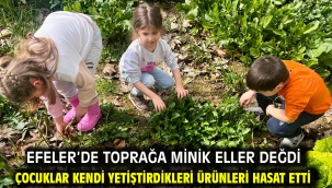 Efeler'de Toprağa Minik Eller Değdi Çocuklar Kendi Yetiştirdikleri Ürünleri Hasat Etti