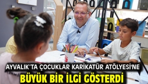 Ayvalık'ta Çocuklar Karikatür Atölyesi'ne büyük bir ilgi gösterdi