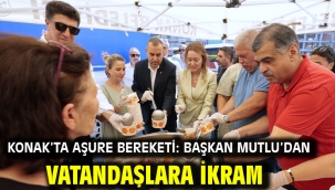 Konak'ta aşure bereketi: Başkan Mutlu'dan vatandaşlara ikram
