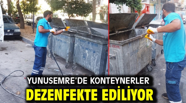 Yunusemre'de Konteynerler Dezenfekte Ediliyor