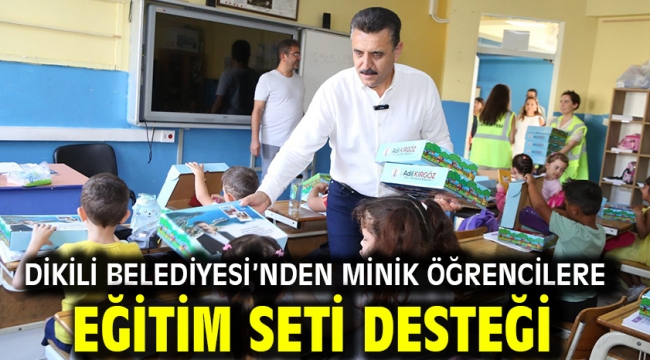 Dikili Belediyesi'nden minik öğrencilere eğitim seti desteği