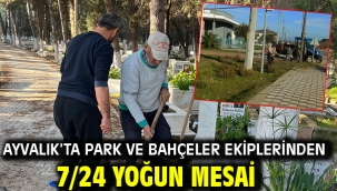 Ayvalık'ta Park Ve Bahçeler Ekiplerinden 7/24 Yoğun Mesai