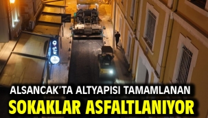 Alsancak'ta altyapısı tamamlanan sokaklar asfaltlanıyor 