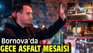 Bornova'da gece asfalt mesaisi