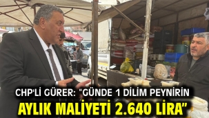 CHP'li GÜRER: "GÜNDE 1 DİLİM PEYNİRİN AYLIK MALİYETİ 2.640 LİRA"