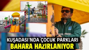 Kuşadası'nda Çocuk Parkları Bahara Hazırlanıyor