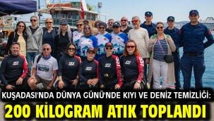 KUŞADASI'NDA DÜNYA GÜNÜ'NDE KIYI VE DENİZ TEMİZLİĞİ: 200 KİLOGRAM ATIK TOPLANDI