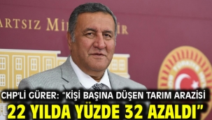 CHP'li GÜRER: "KİŞİ BAŞINA DÜŞEN TARIM ARAZİSİ 22 YILDA YÜZDE 32 AZALDI"