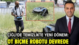 Çiğli'de temizlikte yeni dönem: Ot biçme robotu devrede
