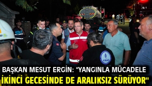 Başkan Mesut Ergin: "Yangınla mücadele ikinci gecesinde de aralıksız sürüyor"