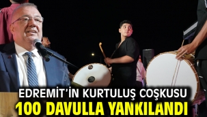 Edremit'in kurtuluş coşkusu 100 davulla yankılandı
