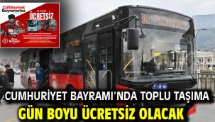 Cumhuriyet Bayramı'nda Toplu Taşıma Gün Boyu Ücretsiz Olacak